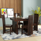 Woodora Solid Sheesham Wood 4 Seater Dining Set (Walnut Finish)